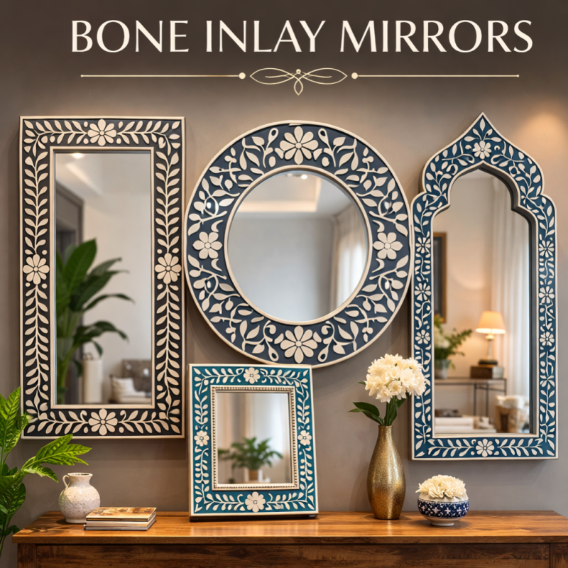 BONE INLAY MIRROR TABLE